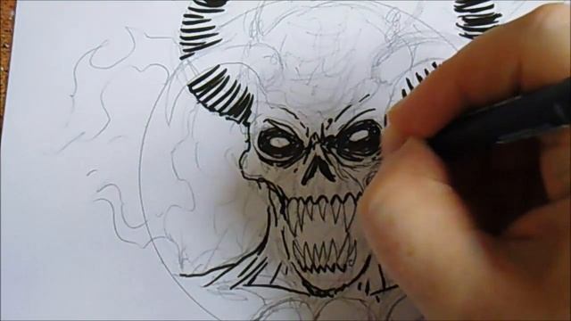 Drawing A Demon Devil With Just Ink Pens смотреть онлайн