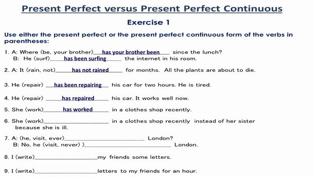Comparing English Tenses | present perfect simple vs present perfect continuous | Exercise 1 смотреть онлайн