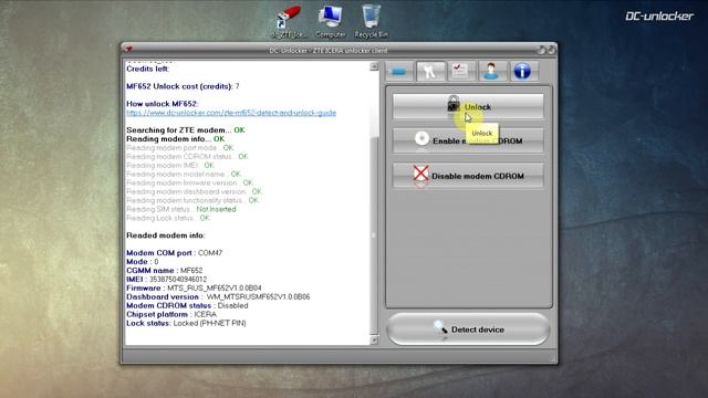 ZTE MF652 unlock tutorial by DC-Unlocker смотреть онлайн