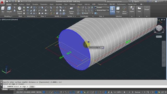 autoCAD 3D, Stud bolt, how to drawing stud bolt смотреть онлайн
