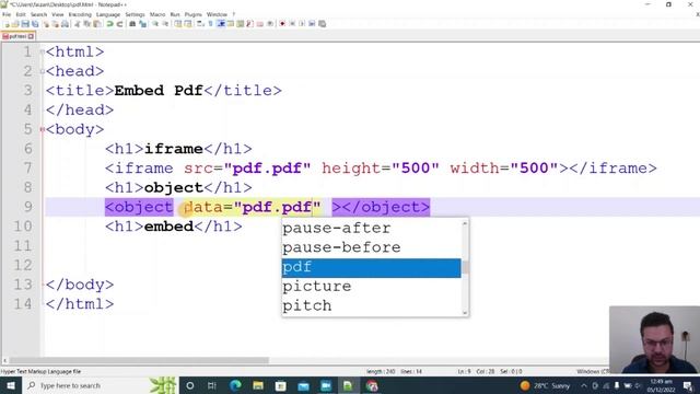 How to Embed PDF Documents in Html | Hindi Urdu | html Complete Course (2022) смотреть онлайн