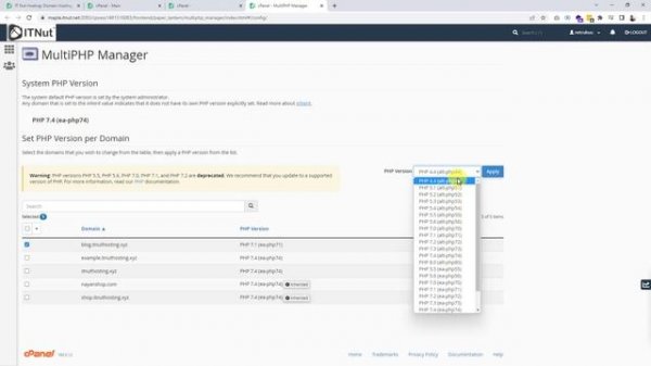 How to change PHP version in cPanel - IT Nut Hosting