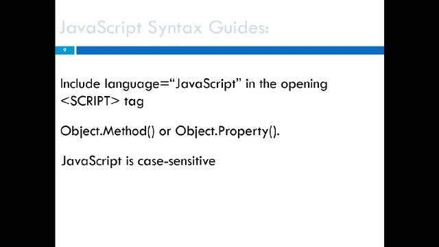 JavaScript Syntax Rules and Variables смотреть онлайн