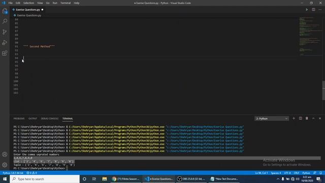 Python Exercises #3 || Print Comma Separated numbers with Lists and Tuple in Python смотреть онлайн