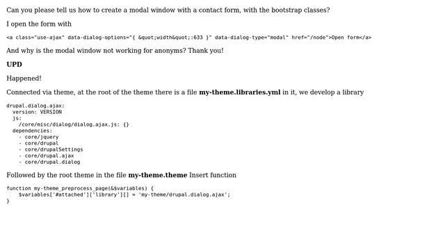 Drupal: Show contact form in a pop-up window with Bootstrap classes смотреть онлайн