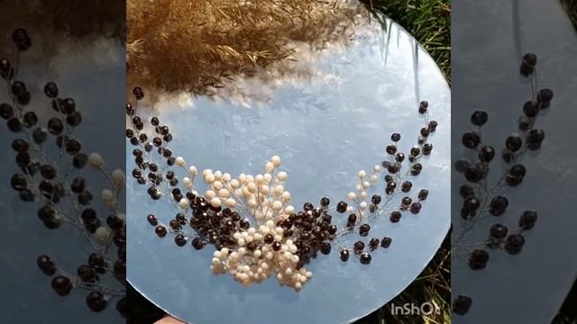 Заколка, украшение в волосы коричневого цвета. Ручная работа украшений смотреть онлайн