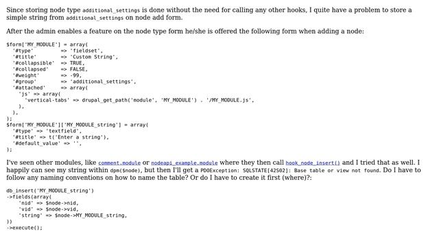 Drupal: How to store additional_settings value when adding a node? смотреть онлайн