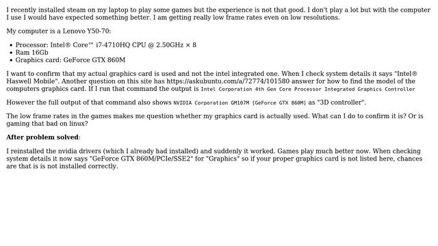 Ubuntu: How can I verify that my graphics card is used correctly when playing games? смотреть онлайн