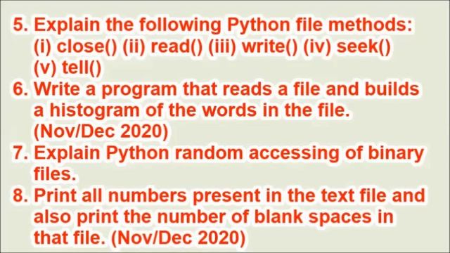 GE3151 Problem Solving and Python Programming | Unit V Files, Modules, Packages | Question Bank смотреть онлайн