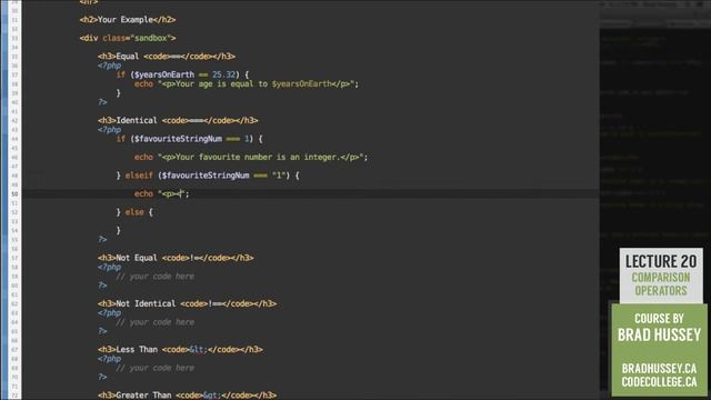 Comparison Operators [#20] Code Dynamic Websites with PHP смотреть онлайн