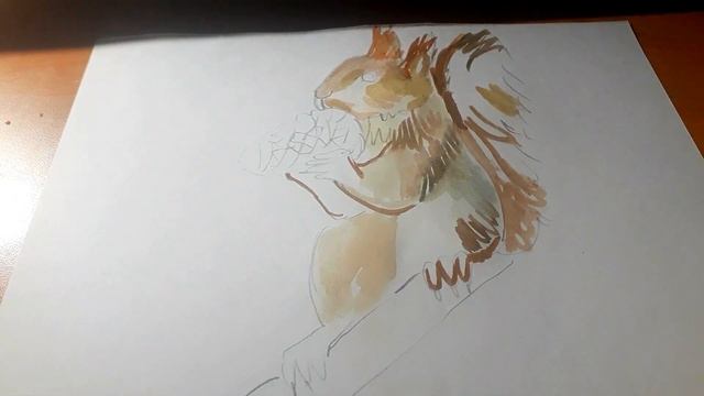 Как нарисовать белку. Просто. Акварель. смотреть онлайн