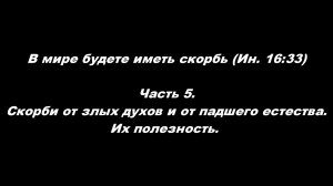 В мире будете иметь скорбь (Ин. 16_33)
Часть 5. Скорби от злых духов и падшего естества. Их польза.