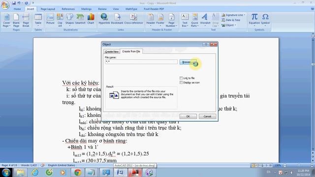 Hướng dẫn chèn file autocad vào file word. смотреть онлайн