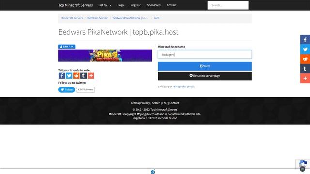 How To Vote For PikaNetwork Minecraft Server - #1