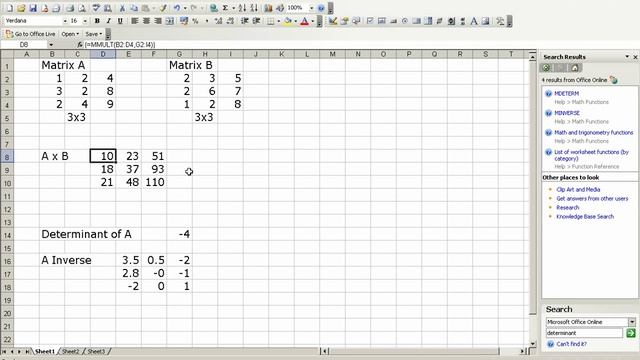 Matrix Multiplication and Inverse in Excel смотреть онлайн