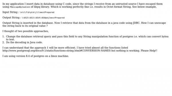 Databases: Using PostgreSQL 8.4, how to convert bytea to text value in postgres? (3 Solutions!!)