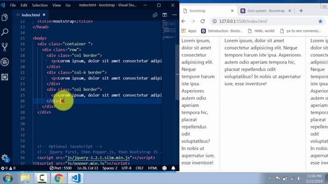 Bootstrap Grid System Bangla Tutorial | Bootstrap layout grid use and vsl live server setup Part-02 смотреть онлайн