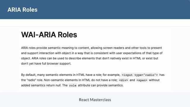 React Masterclass #153 - Understanding ARIA Roles смотреть онлайн