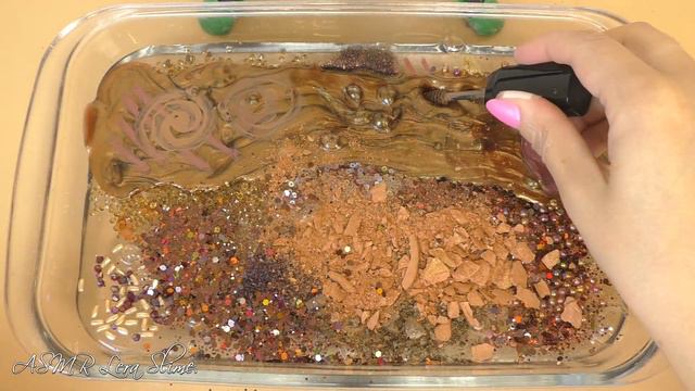 Шоколадный слайм. Добавляю в слайм косметику, блестки и бусины. ASMR Slime. Satisfying slime video. смотреть онлайн