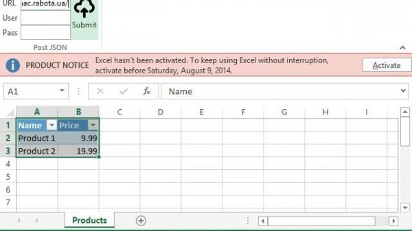 Excel Post Json Add In