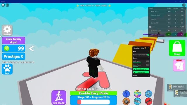 Mega Easy Obby Script Roblox ? (INF STAGES, INF PRESTIGES, SUPER OP! BEST GUI PASTEBIN 2023 NO KEY) смотреть онлайн
