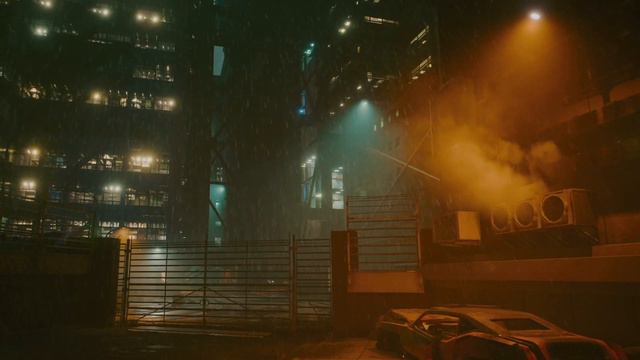 Relaxing Ambience - Rainy No Tell Hotel Back Alley - Night City - Cyberpunk 2077 (HD) смотреть онлайн