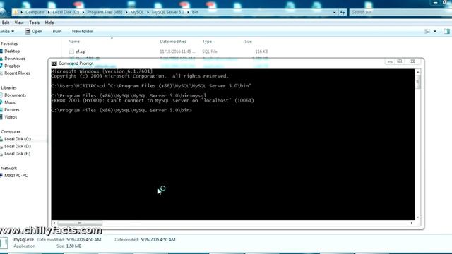 ERROR 2003 (HY000): Can't connect to MySQL server on localhost (10061) смотреть онлайн