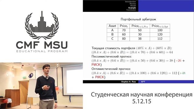 Доклад 11. Александр Баширов. Стивен Росс, Теория арбитражного ценообразования, 1976 смотреть онлайн