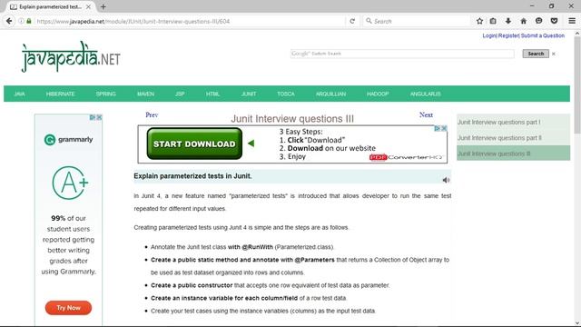 Explain parameterized tests in Junit.
| javapedia.net смотреть онлайн