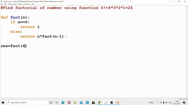 Find factorial of number using function in python смотреть онлайн