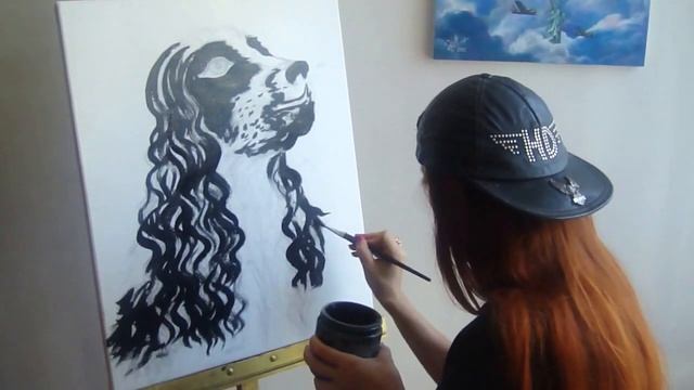 Как рисовать собаку красками акрилик. Cocker Spaniel painting, process. София Голдберг смотреть онлайн