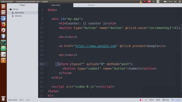 VueJs 2 Tutorial for beginners in HINDI | ENGLISH (#8) Event Modifiers -once, prevent, stop, captur смотреть онлайн