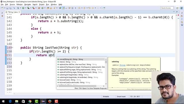 24 Codingbat | String 1 | lastTwo | Java coding practice | UiBrains | by Naveen Saggam смотреть онлайн