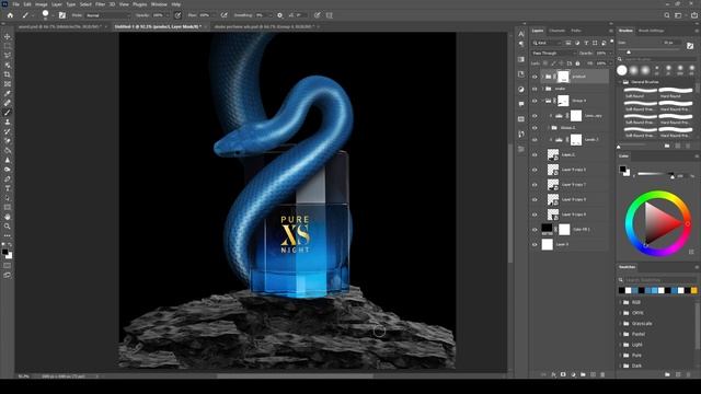 perfume with snake product manipulation design Tutorial in Photoshop смотреть онлайн