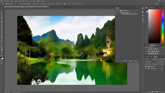 Modern Oil paint photoshop action Tutorial смотреть онлайн