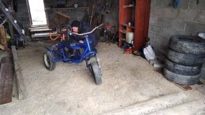 Трицикл с двигателем от бензопилы дружба