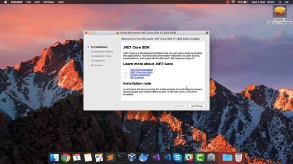 Installing .Net Core on Mac OS