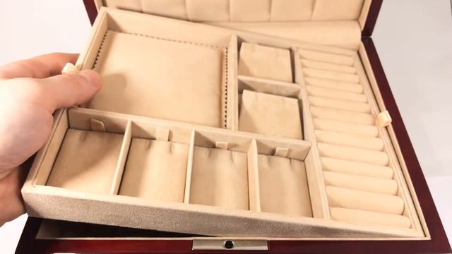 Деревянная шкатулка для ювелирных украшений с Лаковым покрытием цвета "Вишня" смотреть онлайн