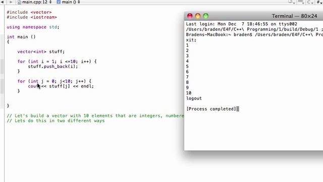 How to fill vectors using for loops (C++ programming tutorial) смотреть онлайн