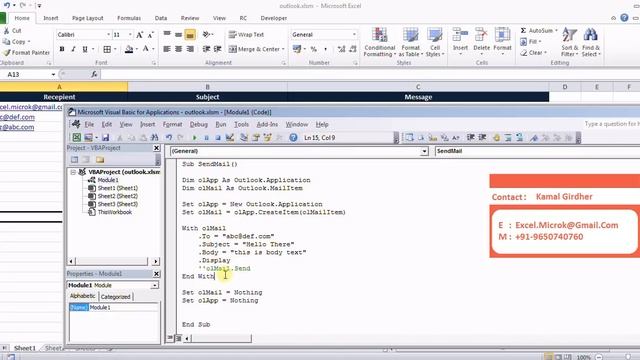 Excel macro to send bulk emails using Outlook смотреть онлайн