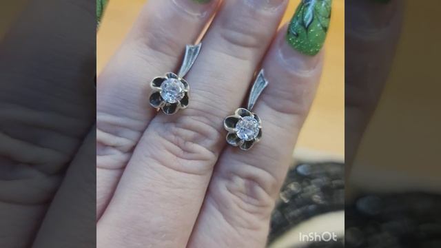 Серьги с горным хрусталём. Золото 583. 22000 смотреть онлайн