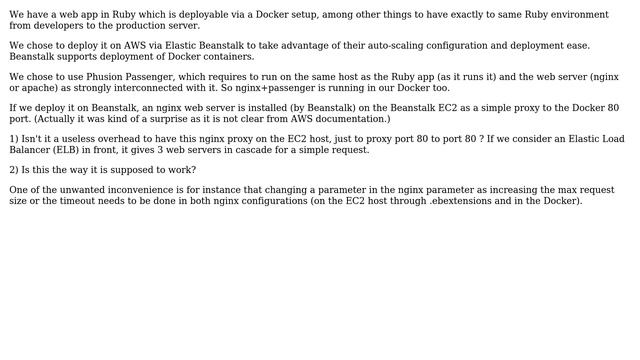 Deploying a (Ruby) web server in a Docker on Elastic Beanstalk: is this double web server ok? смотреть онлайн