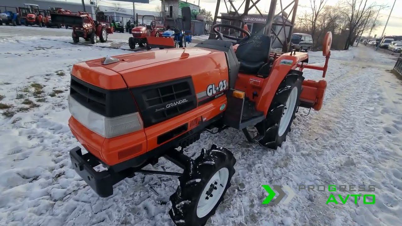 Kubota GL-23 японский минитрактор б/у с ПСМ документы быстрый разворот реверс гидроусилитель руля смотреть онлайн