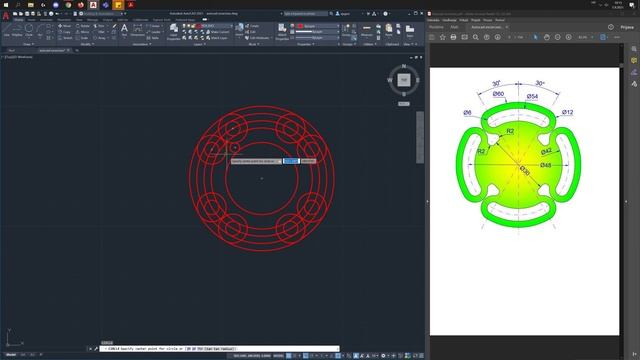 Autocad excercises second set of three tasks. смотреть онлайн