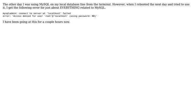 Ubuntu: "'Access denied for user 'root'@'localhost'" when trying to do commands смотреть онлайн