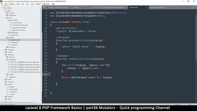 #36 Laravel 8 PHP Framework Basics | Eloquent Mutators | Quick programming tutorial смотреть онлайн