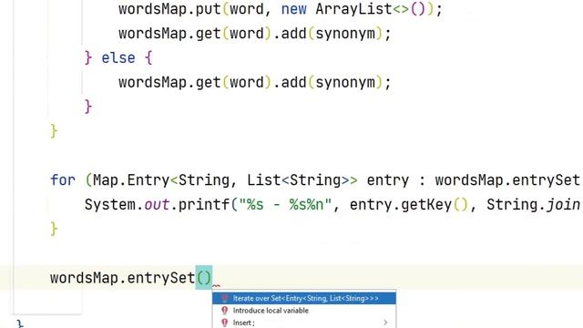 alt + enter - Java map iteration shortcut смотреть онлайн