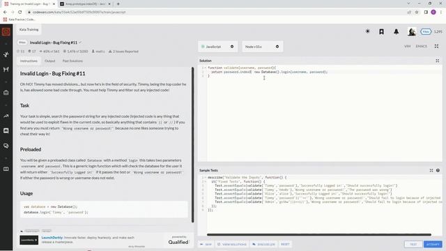 Codewars 8 kyu Invalid Login - Bug Fixing #11 Javascript смотреть онлайн