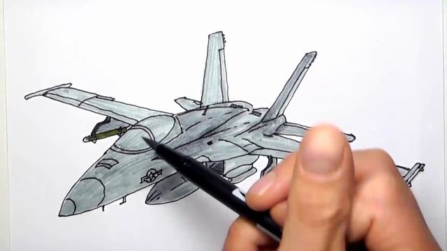 Drawing and Coloring Fighter Jet for Kids - Aircraft Color Pages For Children смотреть онлайн