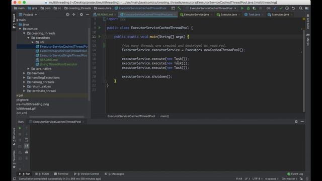 Managing threads using executors смотреть онлайн